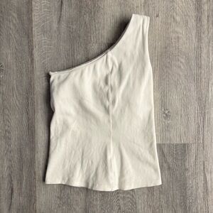 Rebecca Minkoff Off-White One-Shoulder Tank Top